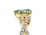 Yellow gold Fancy Green Pear  Solitaire Twist Band with Pavé Setting and Four-Prong Setting_36
