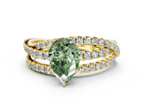 Yellow gold Fancy Green Pear  Solitaire Twist Band with Pavé Setting and Four-Prong Setting_94