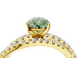 Yellow gold Fancy Green Pear  Solitaire Twist Band with Pavé Setting and Four-Prong Setting_98