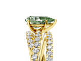 Yellow gold Fancy Green Pear  Solitaire Twist Band with Pavé Setting and Four-Prong Setting_99