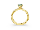 Yellow gold Fancy Green Pear  Solitaire Twist Band with Pave Prong Setting_62