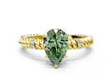 Yellow gold Fancy Green Pear  Solitaire Twisted Band Prong Set Engagement Ring_61