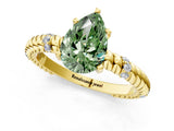 Yellow gold Fancy Green Pear  Solitaire Twisted Band Prong Set Engagement Ring_62