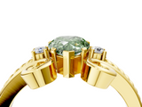 Yellow gold Fancy Green Pear  Solitaire Twisted Band Scroll Prong Ring_7