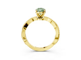 Yellow gold Fancy Green Pear  Solitaire Twisted Band with Bead Prong Setting_381