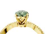 Yellow gold Fancy Green Pear  Solitaire Twisted Band with Bead Prong Setting_382