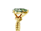 Yellow gold Fancy Green Pear  Solitaire Twisted Band with Bead Prong Setting_383