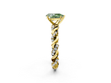 Yellow gold Fancy Green Pear  Solitaire Twisted Band with Pavé Accents and Four-Prong Setting_5