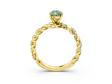Yellow gold Fancy Green Pear  Solitaire Twisted Band with Pavé Accents and Four-Prong Setting_6