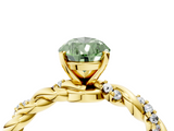 Yellow gold Fancy Green Pear  Solitaire Twisted Band with Pavé Accents and Four-Prong Setting_7