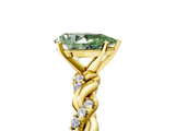 Yellow gold Fancy Green Pear  Solitaire Twisted Band with Pavé Accents and Four-Prong Setting_8