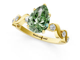 Yellow gold Fancy Green Pear  Solitaire Twisted Band with Prong Setting 2