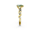 Yellow gold Fancy Green Pear  Solitaire Twisted Band with Prong Setting 3