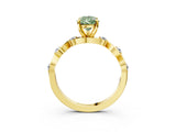 Yellow gold Fancy Green Pear  Solitaire Twisted Band with Prong Setting 4