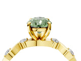 Yellow gold Fancy Green Pear  Solitaire Twisted Band with Prong Setting 5