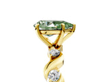 Yellow gold Fancy Green Pear  Solitaire Twisted Band with Prong Setting