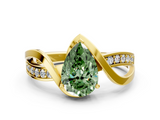 Yellow gold Fancy Green Pear  Solitaire Twisted Band with Prong Setting_3
