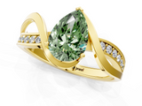 Yellow gold Fancy Green Pear  Solitaire Twisted Band with Prong Setting_4
