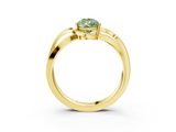 Yellow gold Fancy Green Pear  Solitaire Twisted Band with Prong Setting_6