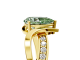 Yellow gold Fancy Green Pear  Solitaire Twisted Band with Prong Setting_8