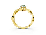 Yellow gold Fancy Green Pear  Solitaire Twisted Pave Diamond Ring with Four-Prong Setting_104