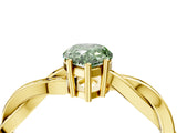 Yellow gold Fancy Green Pear  Solitaire Twisted Pave Diamond Ring with Four-Prong Setting_105