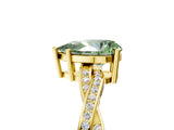 Yellow gold Fancy Green Pear  Solitaire Twisted Pave Diamond Ring with Four-Prong Setting_106