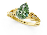 Yellow gold Fancy Green Pear  Solitaire Vine Band with Milgrain Prong Setting_4