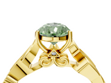 Yellow gold Fancy Green Pear  Solitaire Vine Band with Milgrain Prong Setting_7