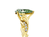 Yellow gold Fancy Green Pear  Solitaire Vine Band with Milgrain Prong Setting_8
