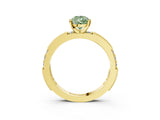 Yellow gold Fancy Green Pear  Solitaire with Pavé Band and Four-Prong Setting_321