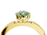 Yellow gold Fancy Green Pear  Solitaire with Pavé Band and Four-Prong Setting_322
