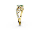 Yellow gold Fancy Green Pear  Solitaire with Pavé Twist Band and Four-Prong Setting_56