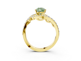 Yellow gold Fancy Green Pear  Solitaire with Pavé Twist Band and Four-Prong Setting_57