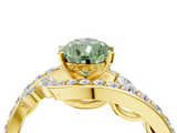 Yellow gold Fancy Green Pear  Solitaire with Pavé Twist Band and Four-Prong Setting_58