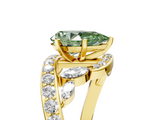 Yellow gold Fancy Green Pear  Solitaire with Pavé Twist Band and Four-Prong Setting_59
