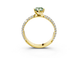 Yellow gold Fancy Green Pear  Solitaire with Pave Band and Four-Prong Setting_6