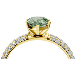 Yellow gold Fancy Green Pear  Solitaire with Pave Band and Four-Prong Setting_7