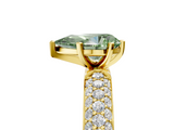 Yellow gold Fancy Green Pear  Solitaire with Pave Band and Four-Prong Setting_8