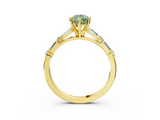 Yellow gold Fancy Green Pear  Solitaire with Side Baguettes and Channel Set Band_62