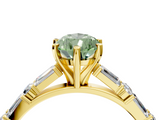 Yellow gold Fancy Green Pear  Solitaire with Side Baguettes and Channel Set Band_63