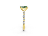 Yellow gold Fancy Green Pear  Solitaire with Side Stones on a Pavé Band and Four-Prong Setting_25
