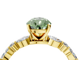 Yellow gold Fancy Green Pear  Solitaire with Side Stones on a Pavé Band and Four-Prong Setting_27