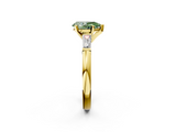 Yellow gold Fancy Green Pear  Solitaire with Tapered Baguette Side Stones on a Classic Band with Four-Prong Setting_58