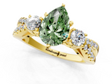 Yellow gold Fancy Green Pear  Three-Stone Diamond Ring with Pavé Split Shank and Four-Prong Setting_63