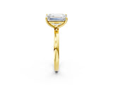 Yellow gold Fancy Green Pear  and Emerald Cut Toi Moi Ring with Prong Setting_65