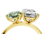 Yellow gold Fancy Green Pear  and Emerald Cut Toi Moi Ring with Prong Setting_67