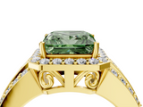 Yellow gold Fancy Green Princess -Cut Halo Diamond Ring with Split Shank and Four-Prong Setting_21