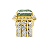 Yellow gold Fancy Green Princess -Cut Halo Diamond Ring with Split Shank and Four-Prong Setting_22