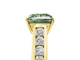 Yellow gold Fancy Green Princess  Brilliant Channel-Set Solitaire Ring with Four-Prong Setting_22